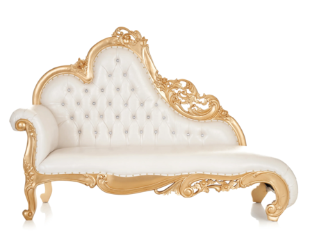 "Dione" Royal Chaise Lounge - Gold / White