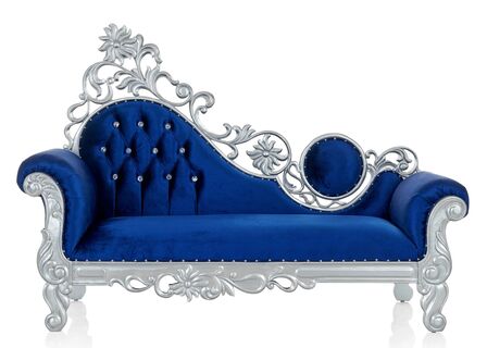 "Vanessa" Royal Chaise Lounge - Blue Velvet / Silver