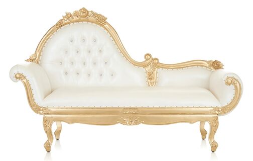 "Charlotte" Royal Chaise Lounge - White / Gold