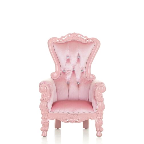 "Mini Tiffany 33" Kids Throne Chair - Light Pink Velvet / Light Pink