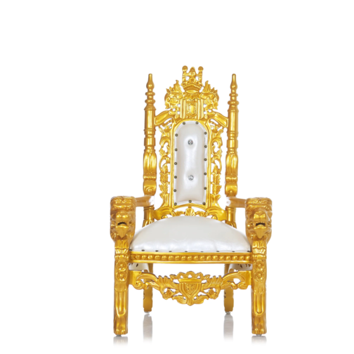 "Mini King David" Lion Throne Chair - White / Gold