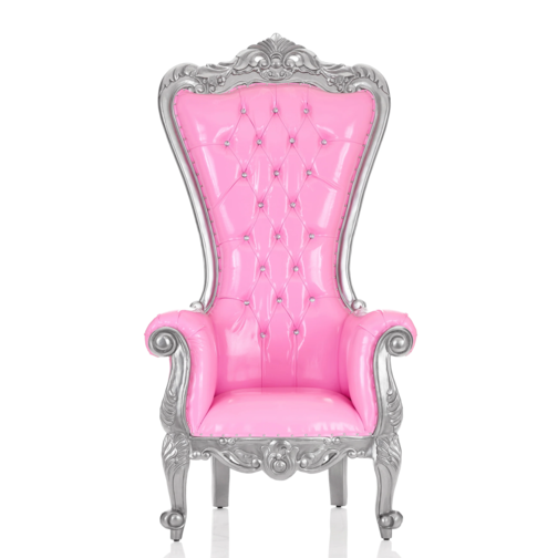 "Queen Tiffany 3.0" Throne Chair - Glossy Pink / Silver