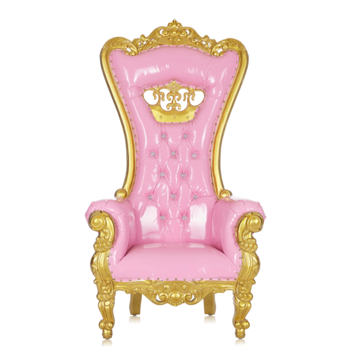 "Crown Tiffany" Throne Chair - Glossy Pink / Gold